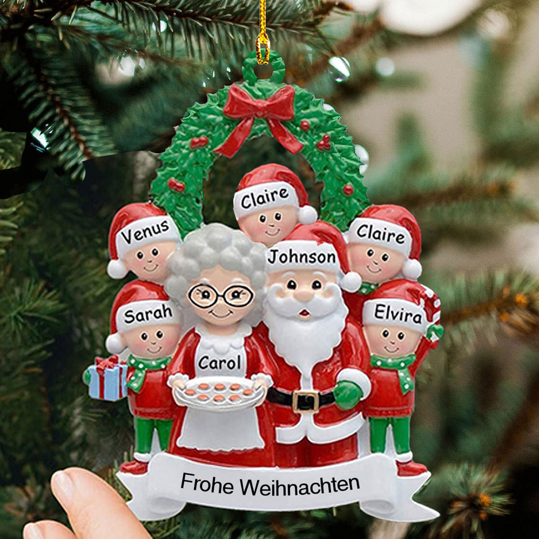 Holz Weihnachtsornament-Personalisierte Text 7 Namen von Großeltern mit Kindern Ornament