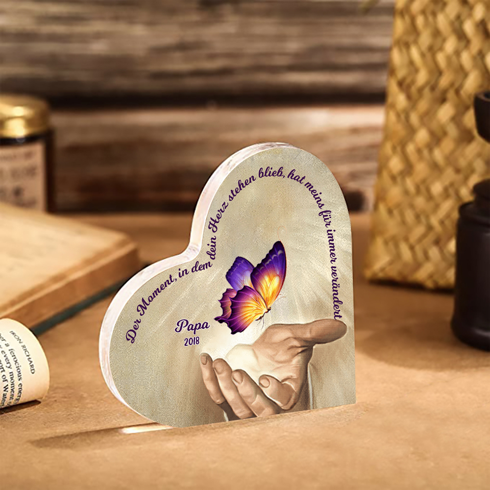 Personalisierte 1 Name & Jahr Lila Schmetterling Acryl-Deko-Trauer Schreibtischdekoration