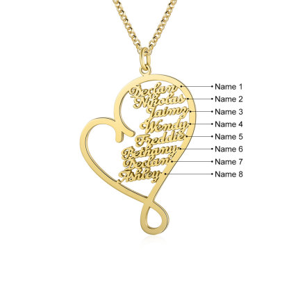 Herz Halskette mit 8 Namensgravuren Herzform