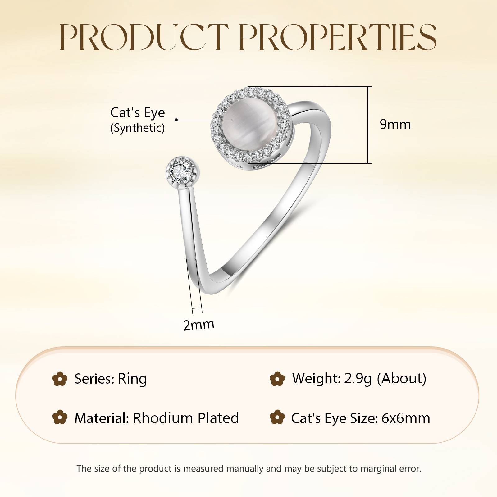 Katzenaugenstein Offener Ring- An Meine Tochter- Geschenk mit Nachrichtenkarte