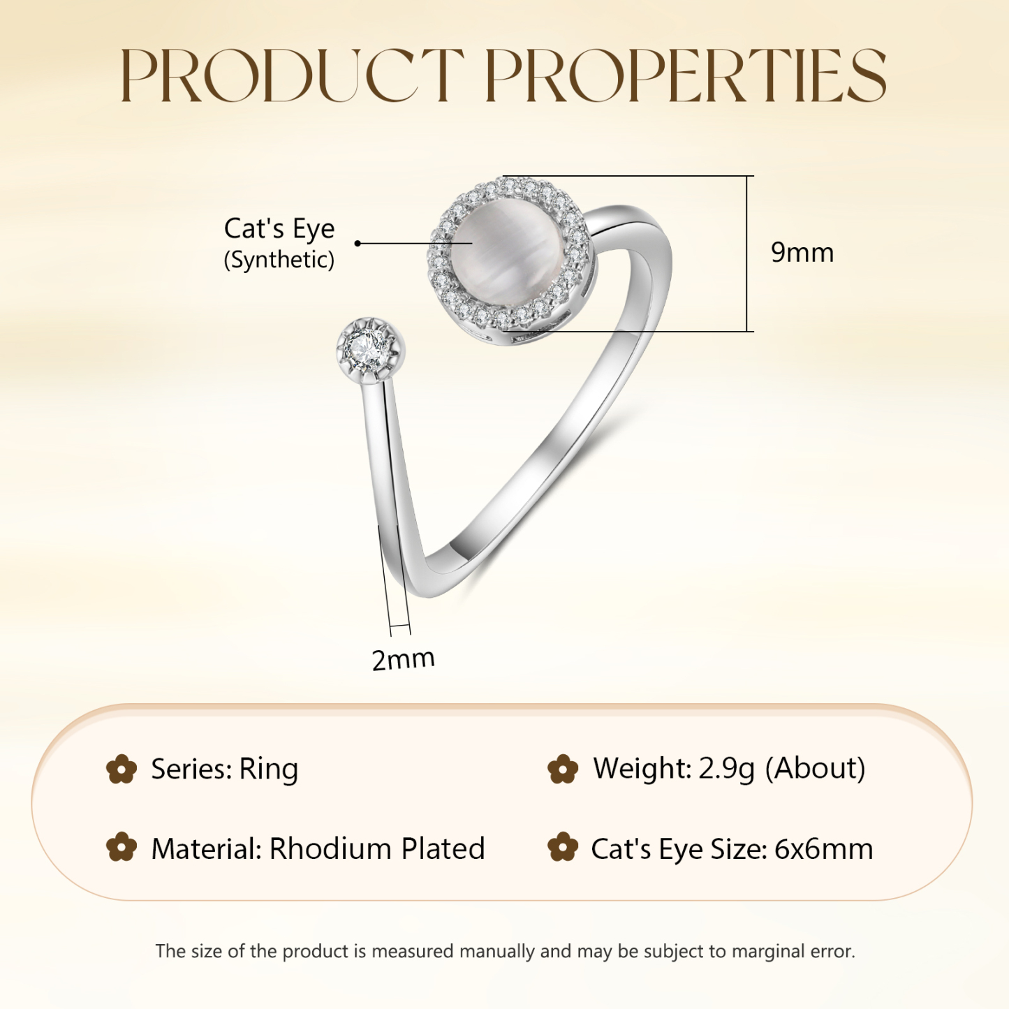 Katzenaugenstein Offener Ring- An Meine Tochter- Geschenk mit Nachrichtenkarte