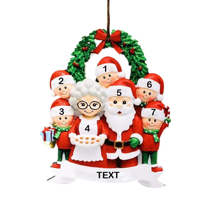 Holz Weihnachtsornament-Personalisierte Text 7 Namen von Großeltern mit Kindern Ornament