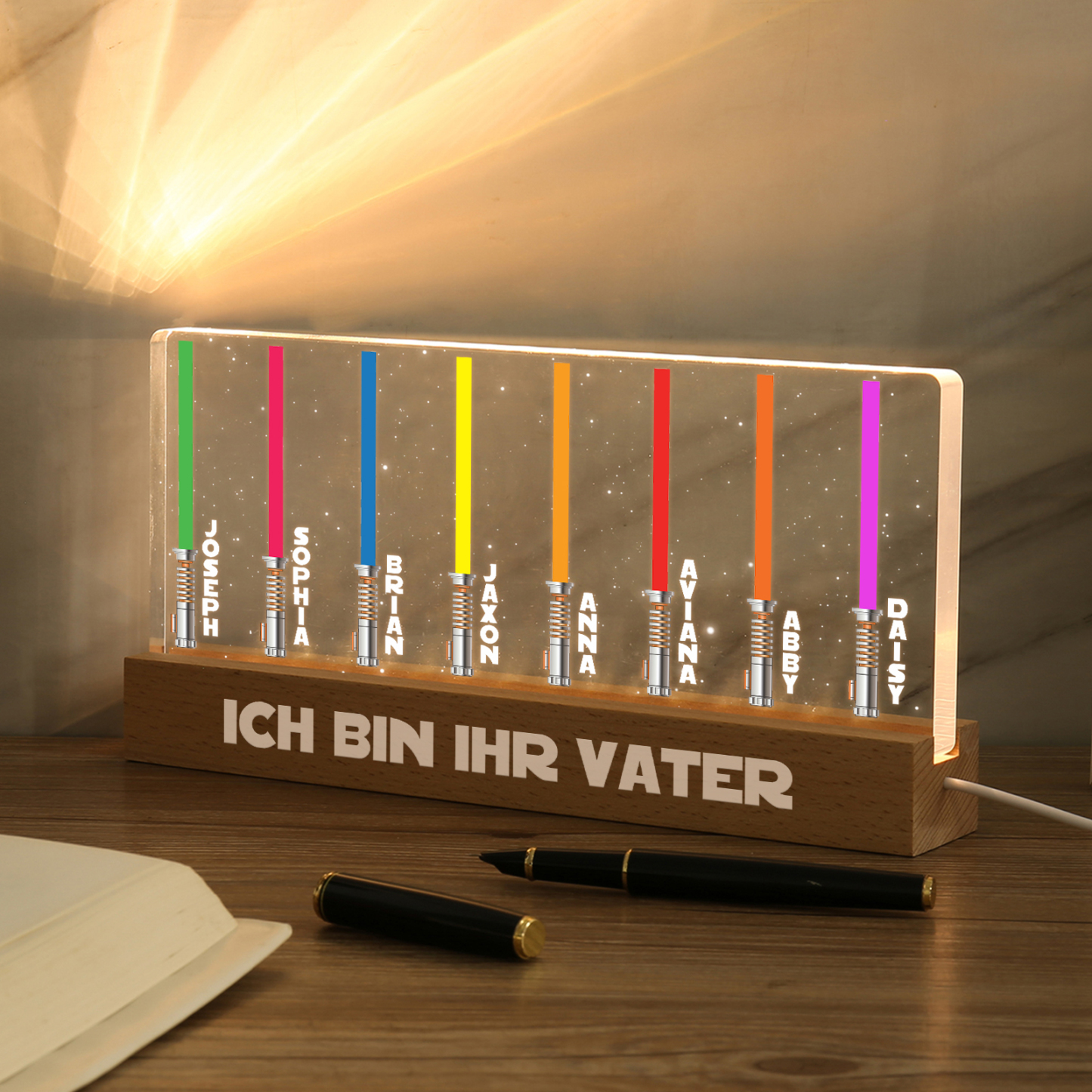 Personalisierbare 8 Namen & Text Krieg der Sterne Acryl Nachtlicht - für Familie