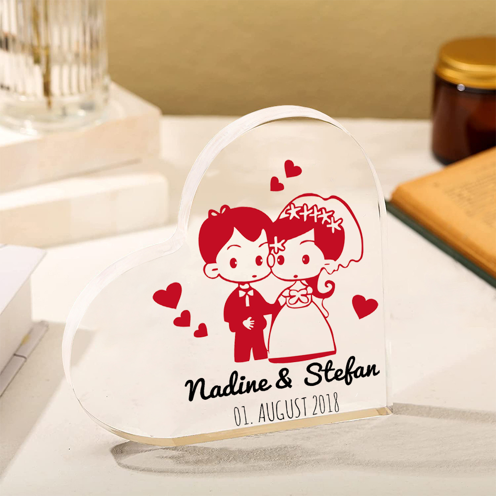 Personalisierte 2 Texte Acryl-Deko Schreibtischdekoration Hochzeitstag Geschenk für Paar