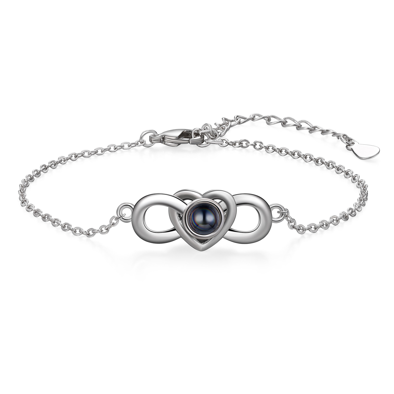 Personalisiertes Foto & 2 Namen Projektion Infinity Herz Armband