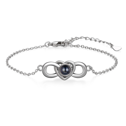 Personalisiertes Foto & 2 Namen Projektion Infinity Herz Armband
