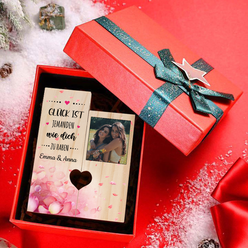 Personalisierbarer Foto & Text an Beste Freundin Kerzenhalter " Glück ist jemanden wie dich zu haben “