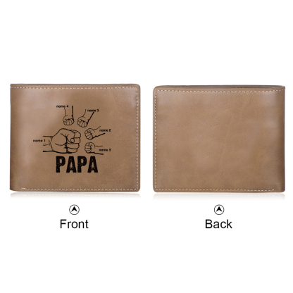 Herren Personalisierte 5 Namen Leder Papa und Kinder Geldbörse Geschenk für Vater