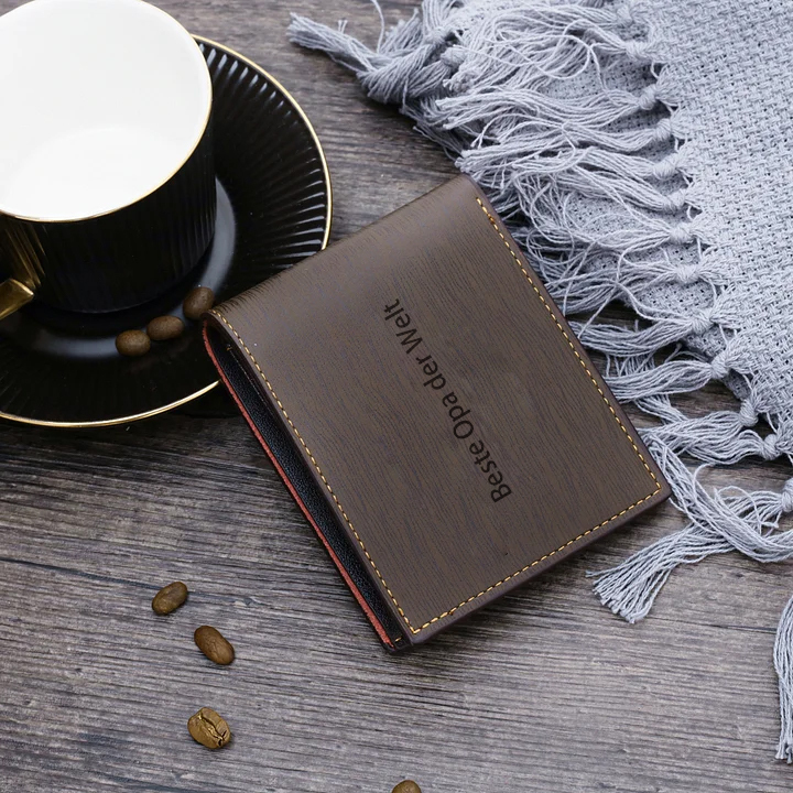 Personalisierbares Foto & Text Brieftasche Leder Kurze Geldbörse für Opa Großvater