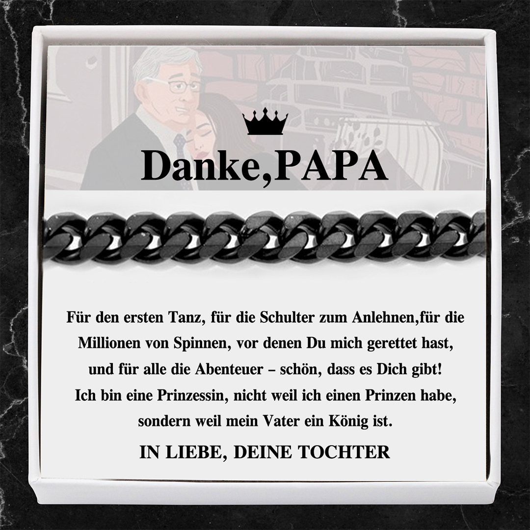 Herren Kubanisches Armband- Danke Papa-Geschenk mit Nachrichtenkarte