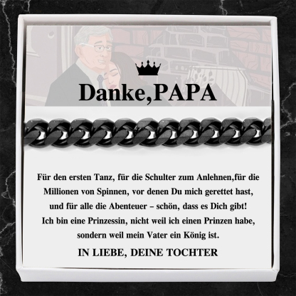 Herren Kubanisches Armband- Danke Papa-Geschenk mit Nachrichtenkarte