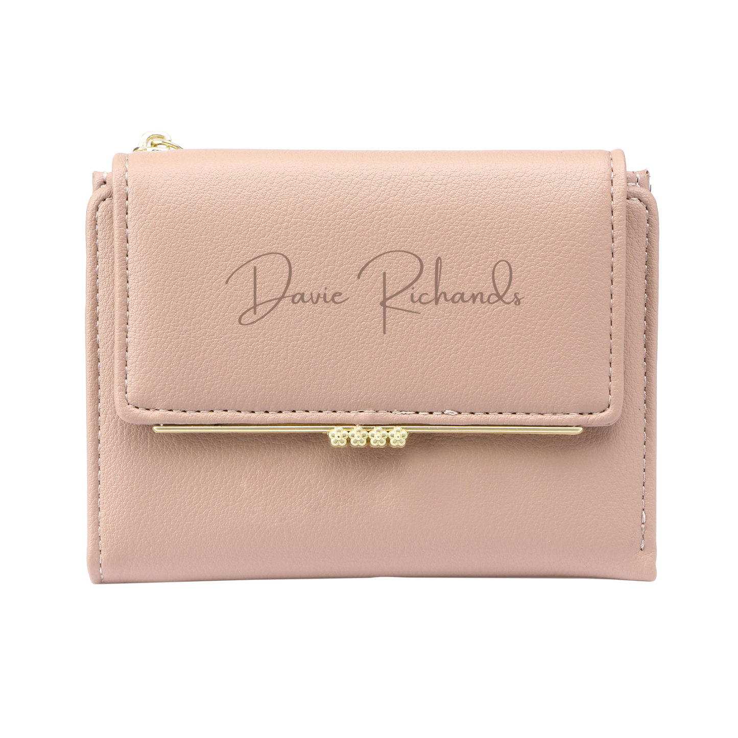 Damen Personalisierter Name & Foto PU Leder Kurze Portemonnaie Geldbörse Klappgeldbörse mit Reißverschluss