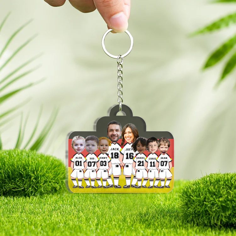 Personalisierte 8 Fotos & 24 Texte Fußballmannschaft Acryl Ornament/Schlüsselanhänger mit Schlüsselring