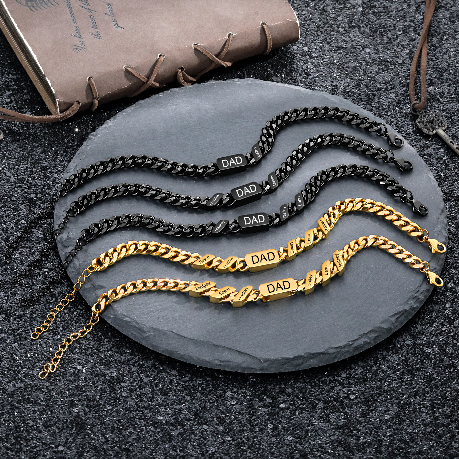 Personalisiertes Herrenarmband im Cuban-Link-Stil für Papa