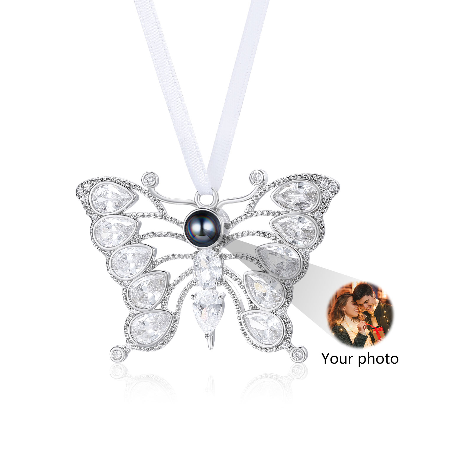 Schmetterling Kristall Personalisiertes-Foto-Projektionsanhänger zu Weihnachten, Christbaumanhänger, Weihnachtsanhänger, Ornament