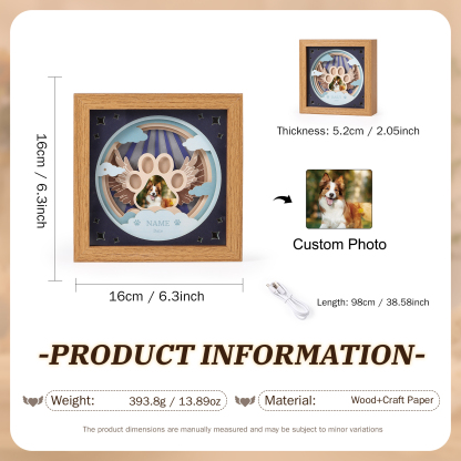 3D LED Gedenk‑Bilderrahmen Licht – Engelsflügel, Personalisierbar,Gedenkgeschenk,Nachtlicht mit Bilderrahmen