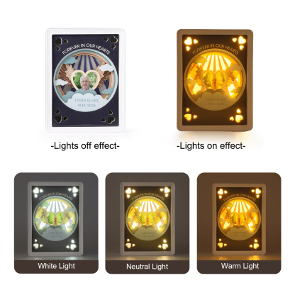 3D LED Gedenk‑Bilderrahmen Licht – Engelsflügel, Personalisierbar,Gedenkgeschenk,Nachtlicht mit Bilderrahmen