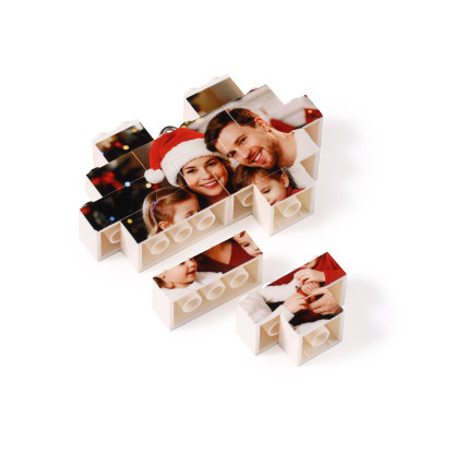Personalisierte Herz-Foto-Deko mit Puzzle-Bausteinen für den Weihnachtsbaum 