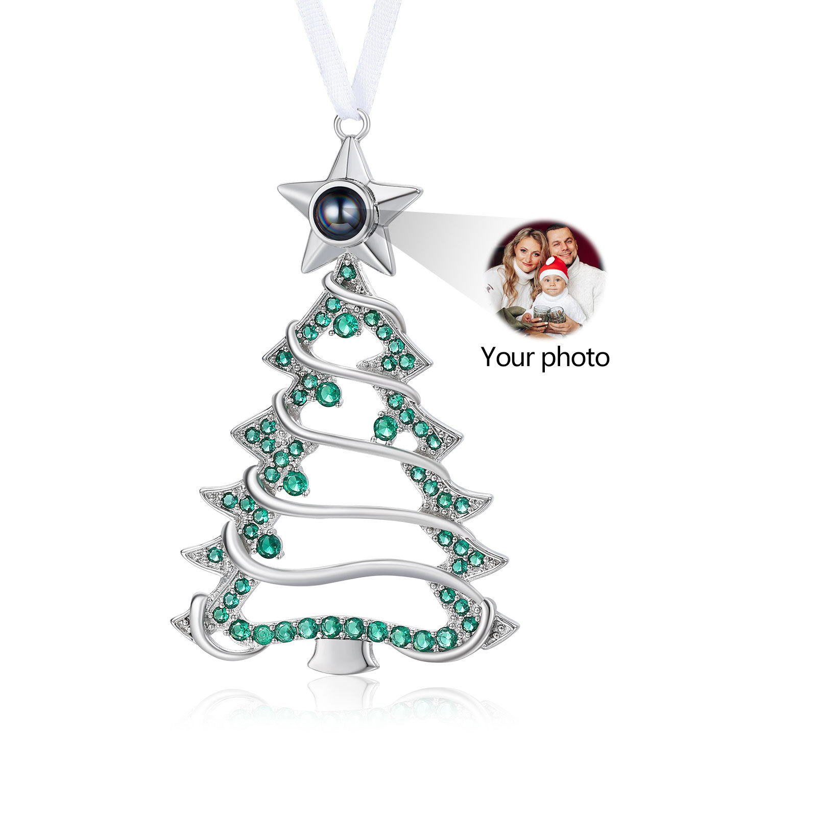 Personalisierter Tannenbaumanhänger mit Foto-Projektion, Christbaumanhänger, Weihnachtsanhänger, Ornament