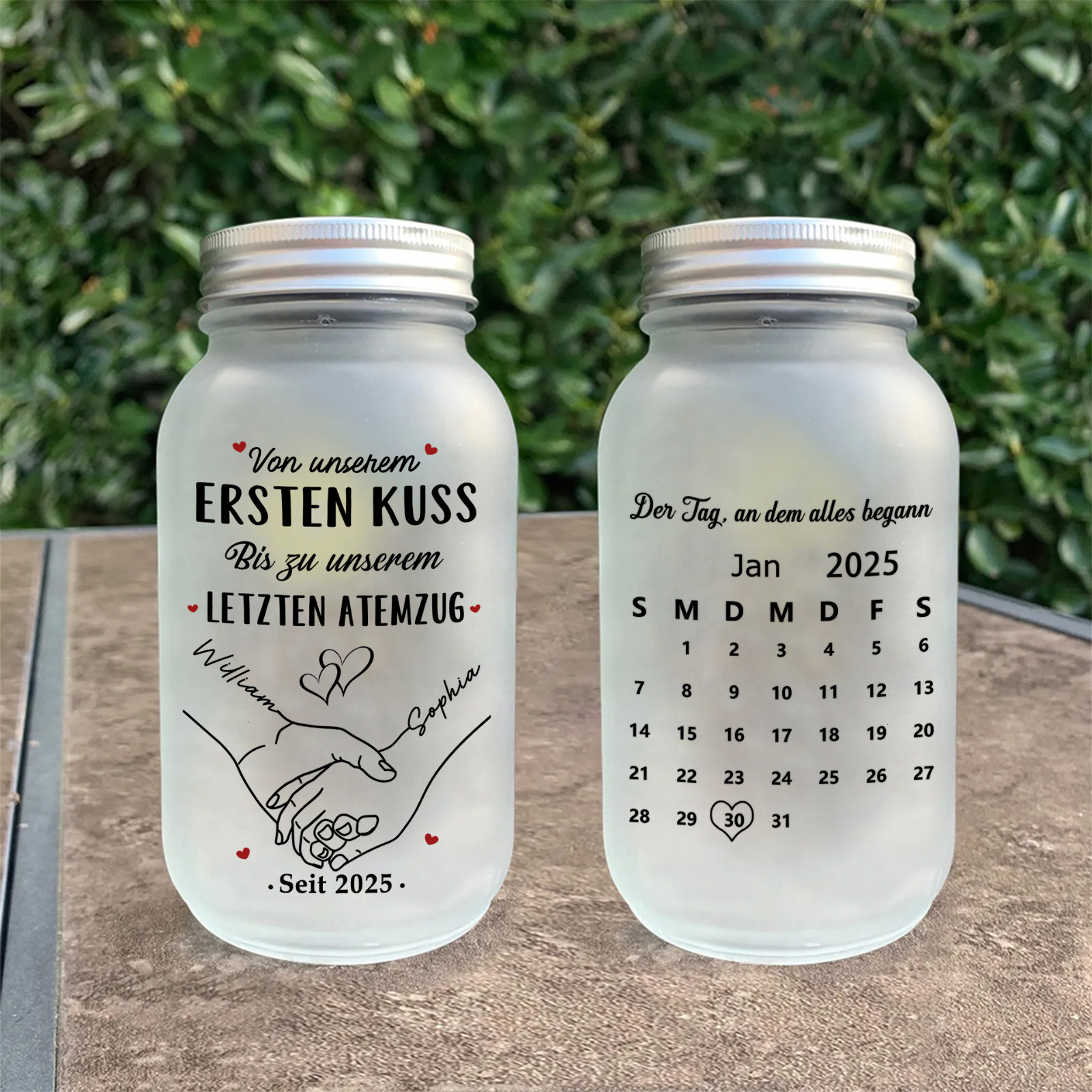 Personalisiert LED-Glasflasche Kalender für Paar — das perfekte Geschenk zu Weihnachten und zum Valentinstag