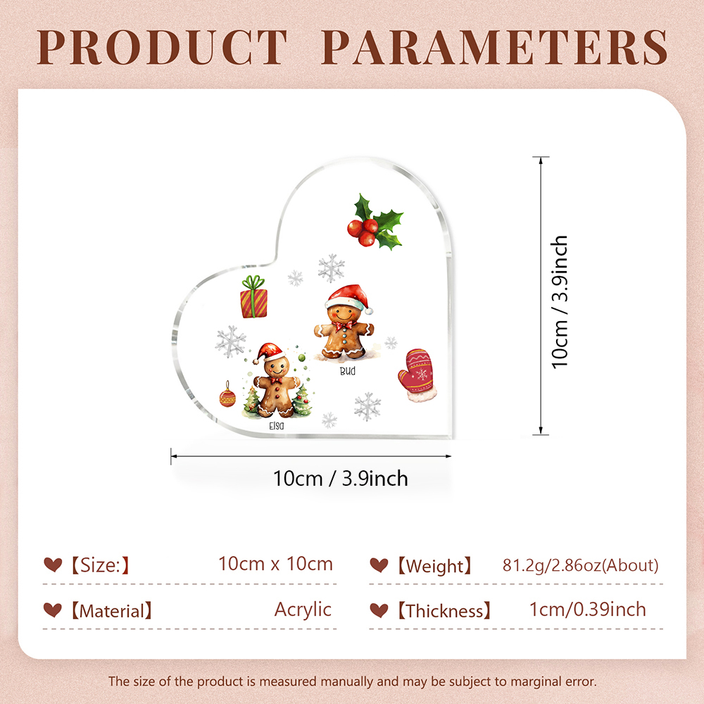 Personalisierte 2 Namen Lebkuchenmann Familie Weihnachten Acryl-Deko-Schreibtischdekoration