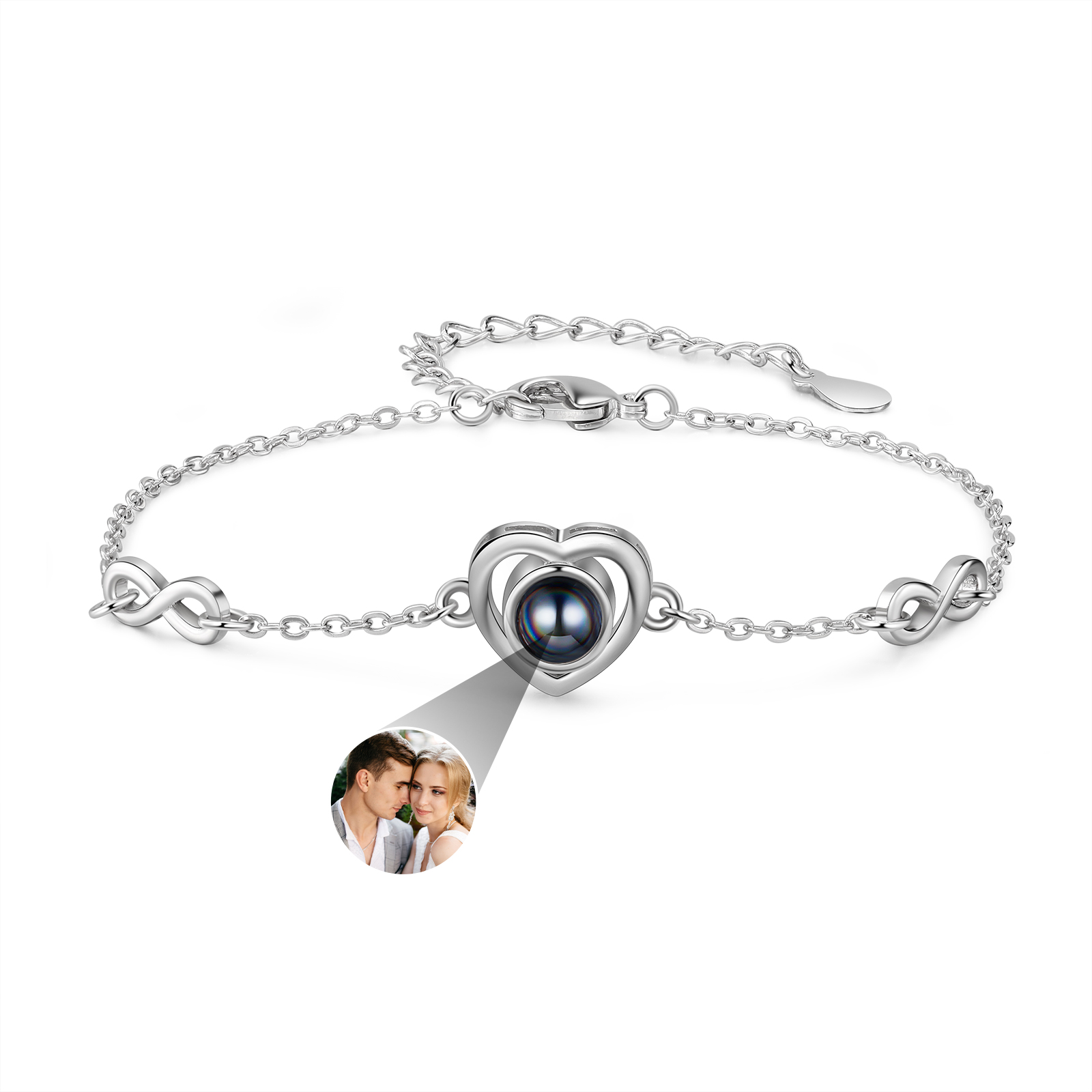 Personalisiertes Foto Herz Projektion Infinity Armband