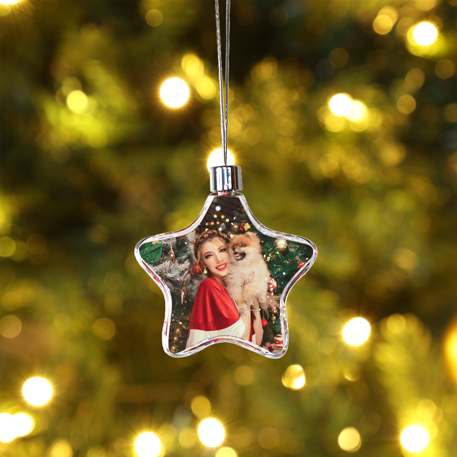 Personalisiertes Foto Stern Weihnachtsornament Weihnachtsbaum Anhänger