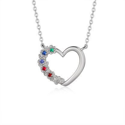 Personalisierte 5 Geburtssteine Herz Rose Halskette für Großmutter