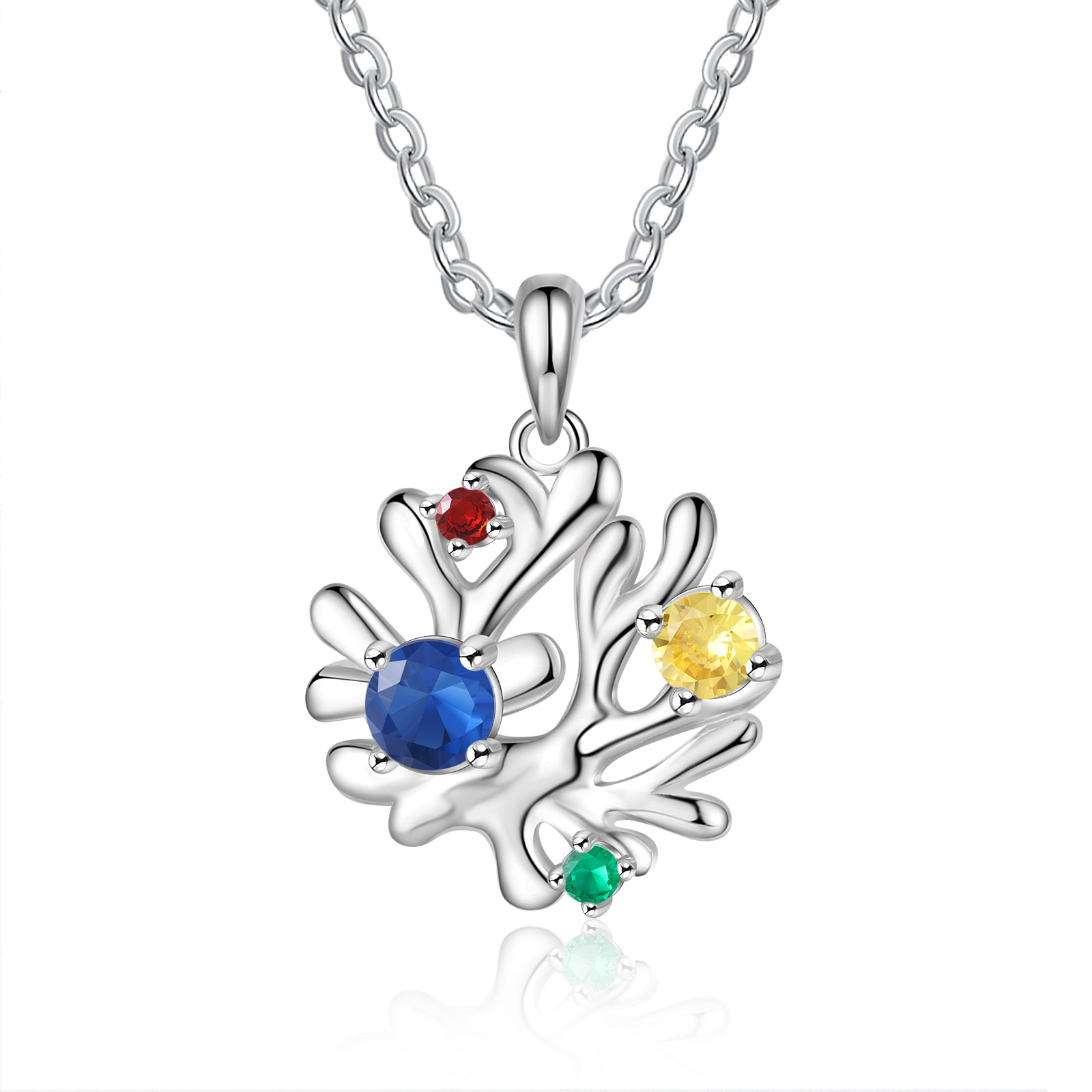 Personalisierter 1 Geburtsstein Korallen Halskette für Großmutter