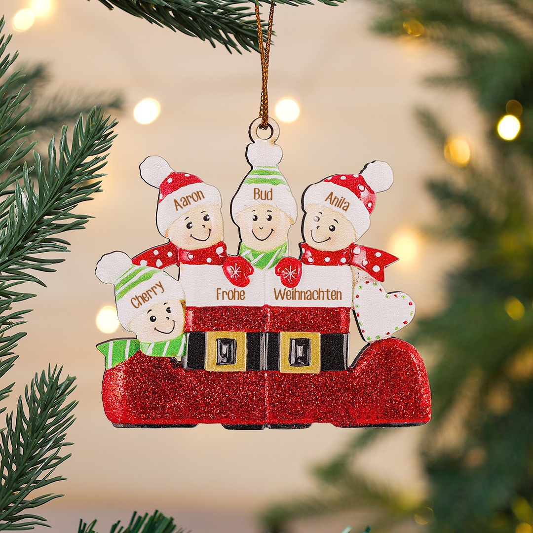 Holz Personalisierte 4 Namen & Text Weihnachtsstiefel Weihnachtsornament Weihnachtsbaum Anhänger