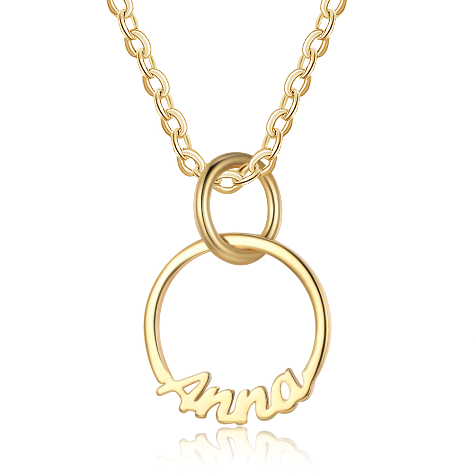 Personalisierter 1 Name mit Gravuren Rund Halskette