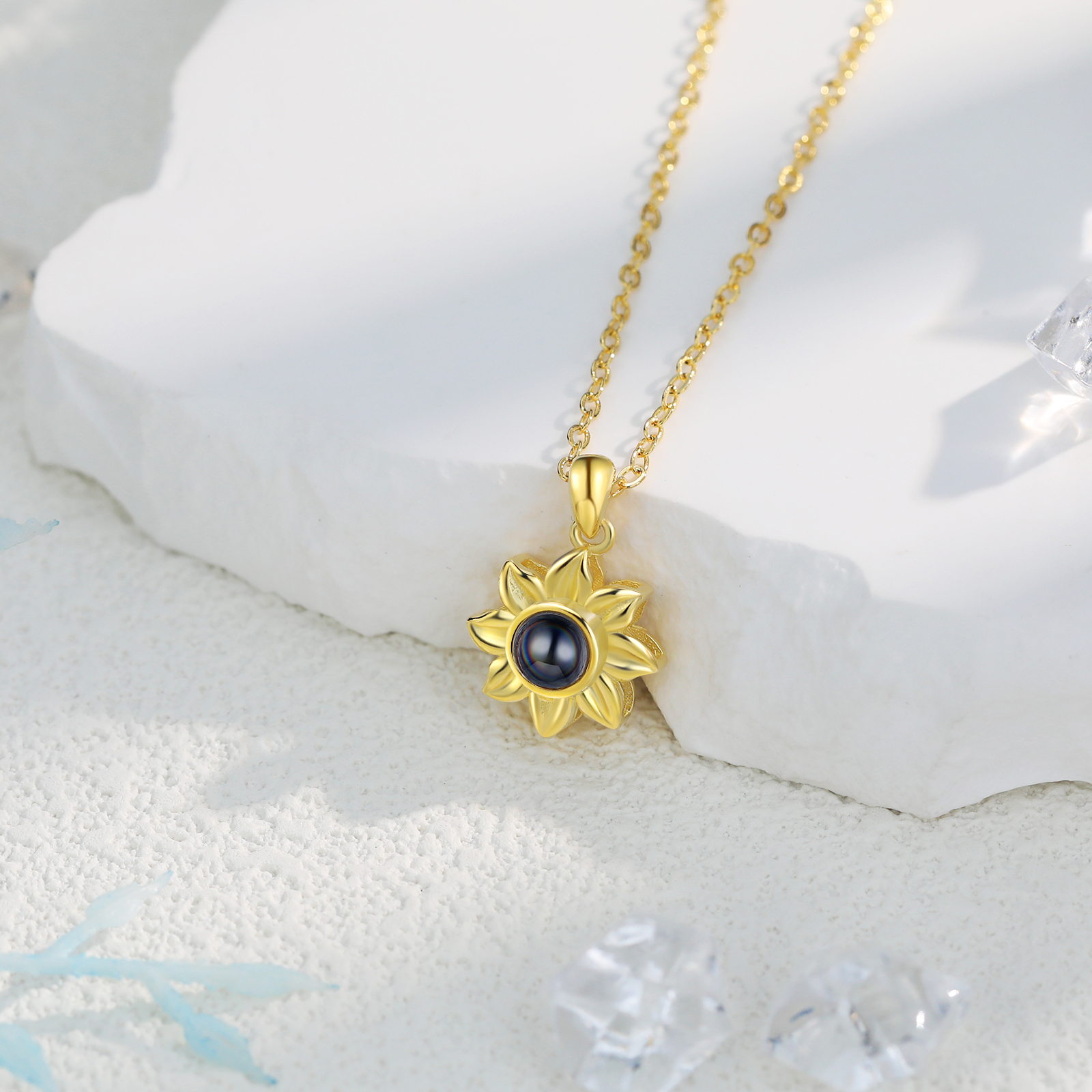 Personalisierte Foto Sonnenblume Projektion Halskette