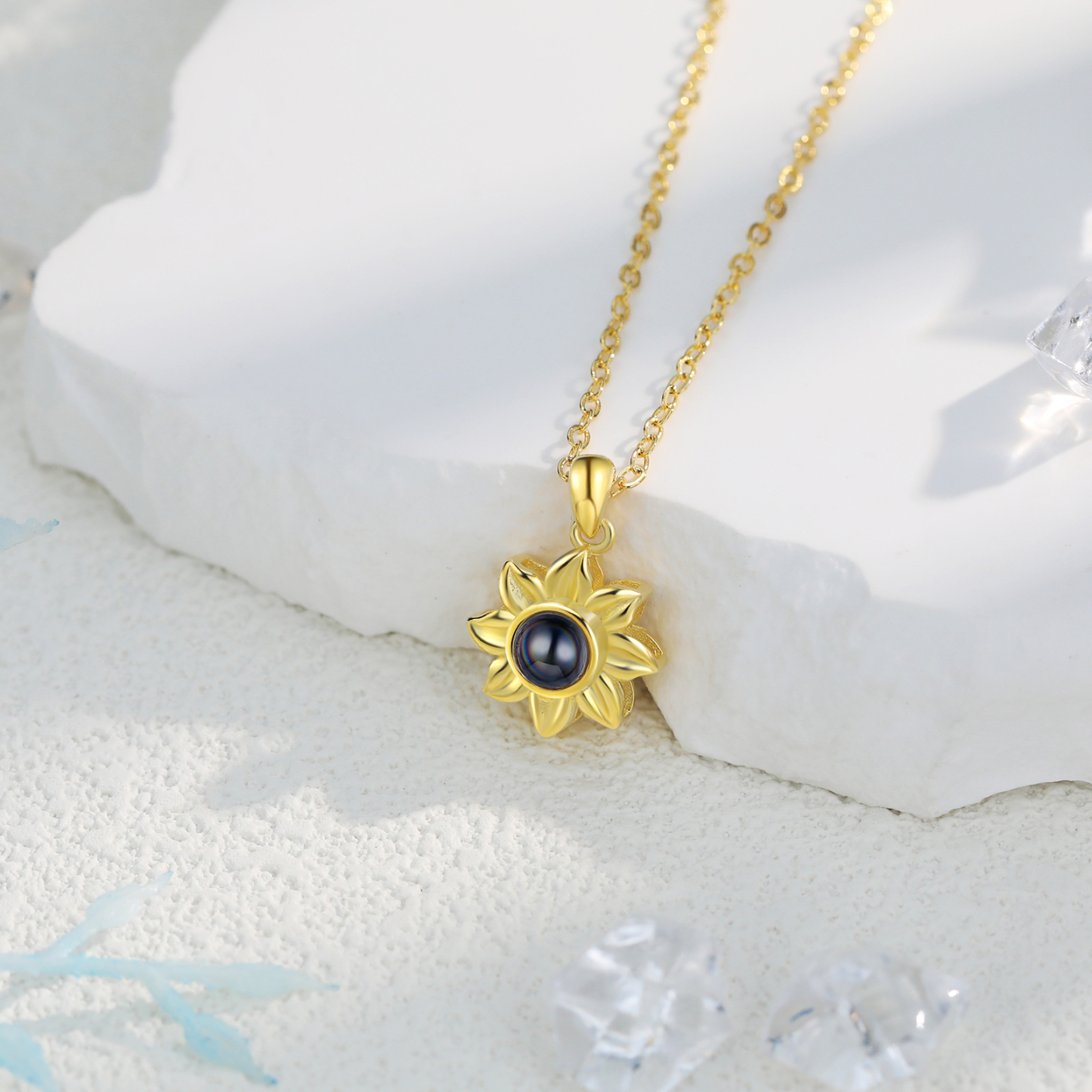 Personalisierte Foto Sonnenblume Projektion Halskette