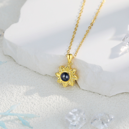 Personalisierte Foto Sonnenblume Projektion Halskette