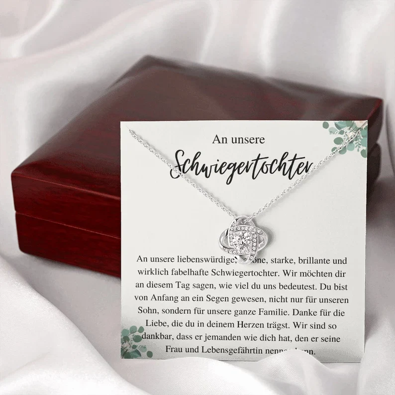 925  Sterling Silber Halskette-An unsere Schwiegertochter-Geschenk mit Nachrichtenkarte 