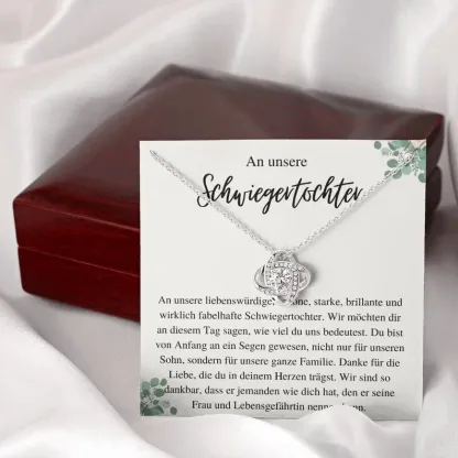 925  Sterling Silber Halskette-An unsere Schwiegertochter-Geschenk mit Nachrichtenkarte 