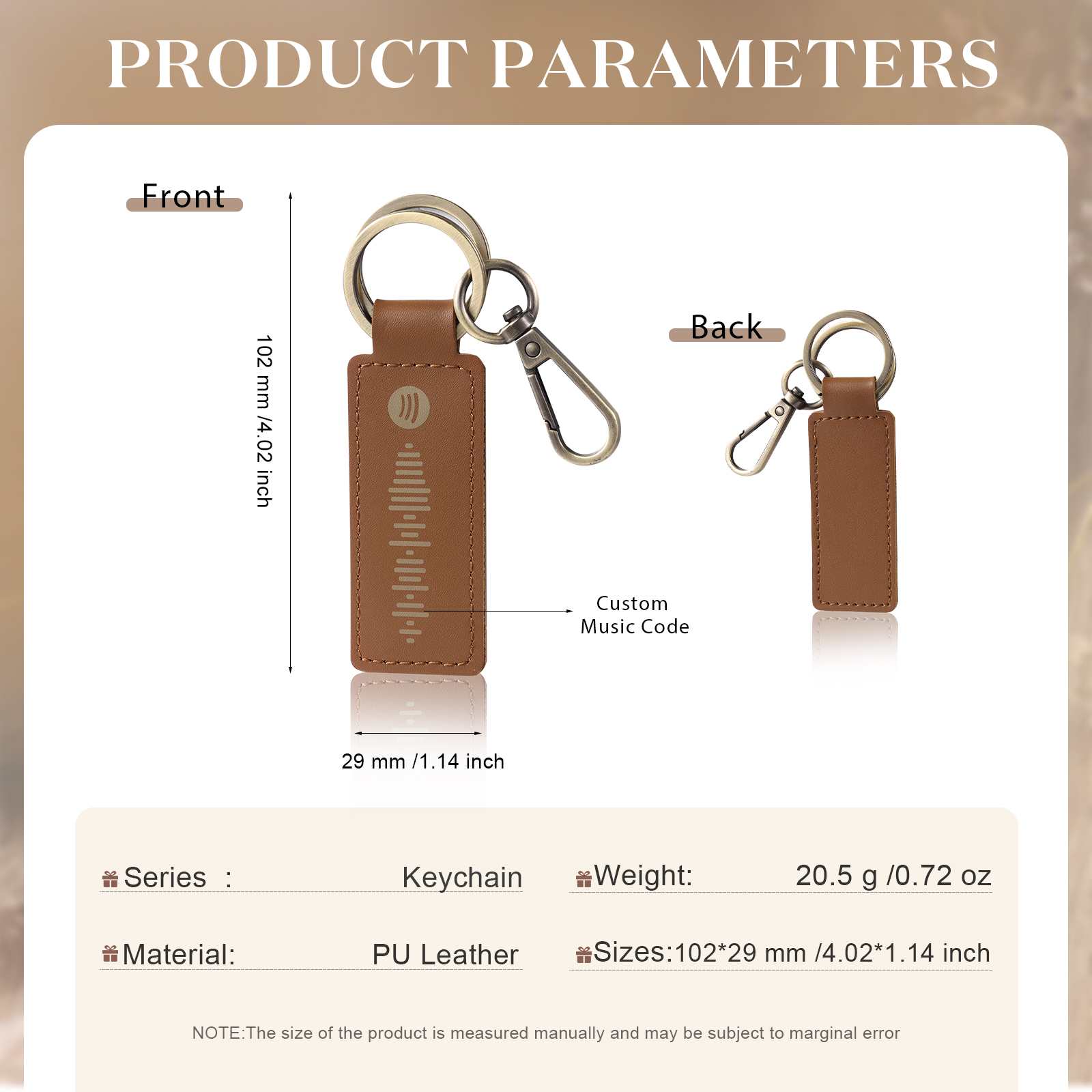Personalisierter Spotify Code PU Leder Schlüsselanhänger