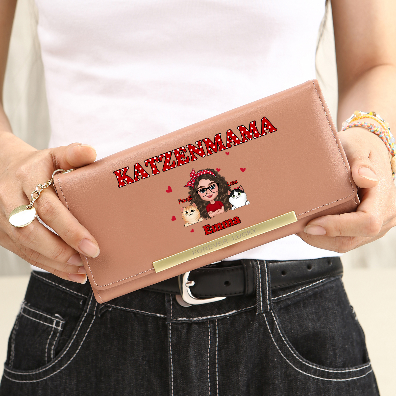 Personalisierte Geldbörse für Katzenmamas Geschenk für Frauen
