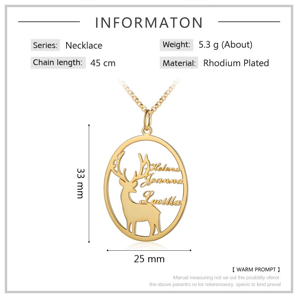 Elch Halskette mit 3 Namensgravuren