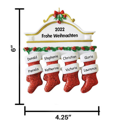 Holz Weihnachtsornament-Personalisiertes 8 Namen Text Rot Strümpfe Ornament Weihnachten Anhänger