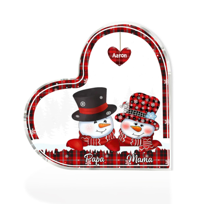 Personalisierte 3 Namen Schneemann Familie Weihnachten Acryl-Deko-Schreibtischdekoration
