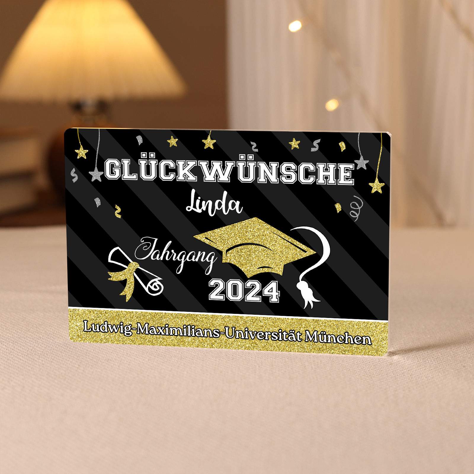 Rechteck Acryl-Deko Personalisiertes Foto & Name & Jahr Text Schreibtischdekoration zum Abschluss