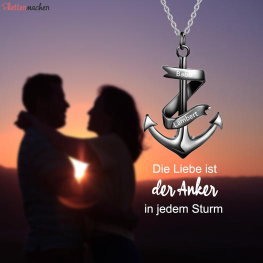 925 Sterling Silber Personalisierte 2 Namen Anker Halskette-Du bist mein Heimathafen-Geschenk mit Nachrichtenkarte