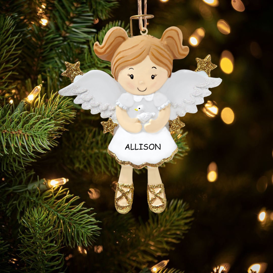 Holz Weihnachtsornament-Personalisierter Name & Jahr Engel Baby Ornament Schutzengel