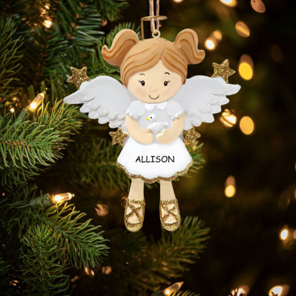 Holz Weihnachtsornament-Personalisierter Name & Jahr Engel Baby Ornament Schutzengel