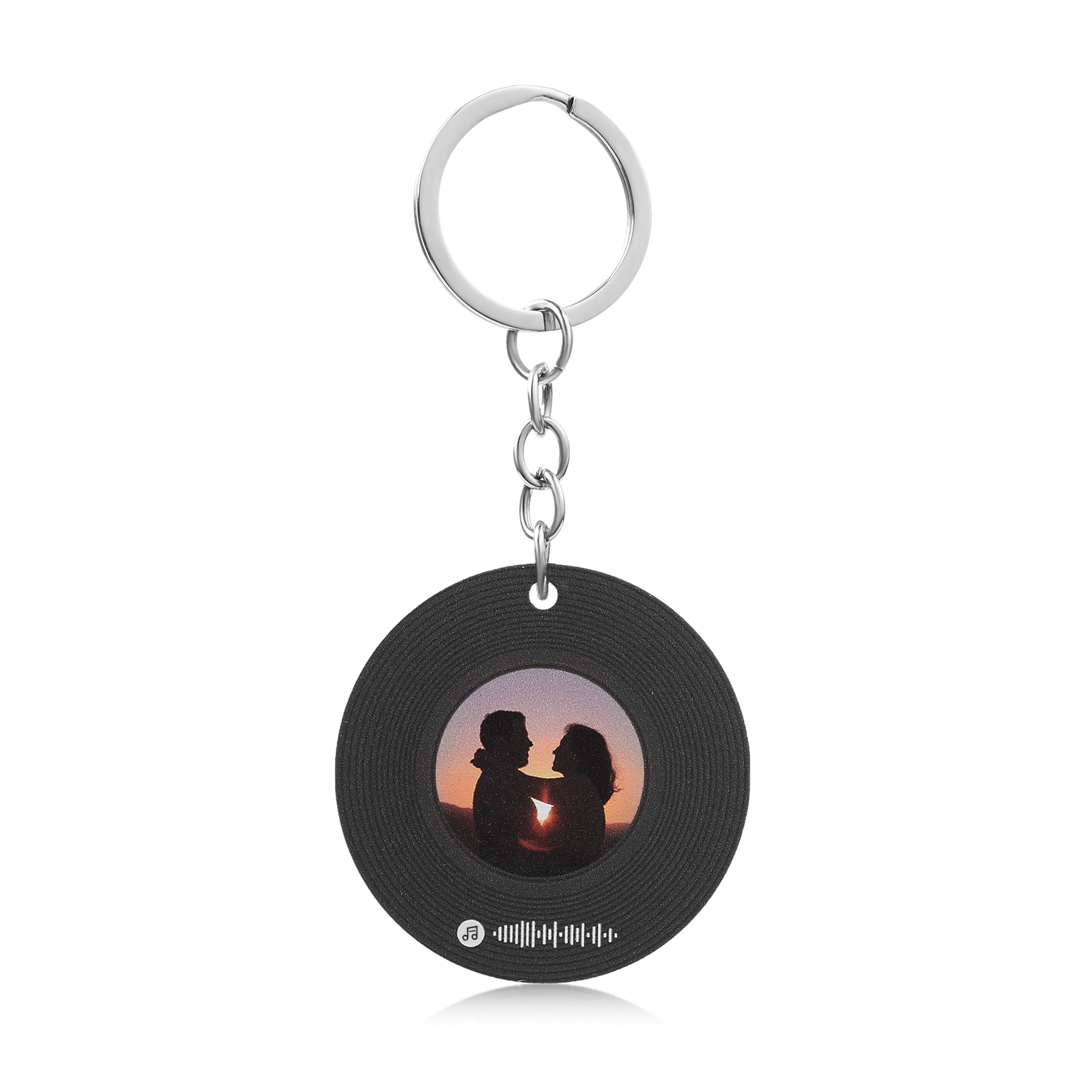 Personalisierbares Foto & Spotify Code Vinyl-Schallplatten Acryl Schlüsselanhänger für Paare