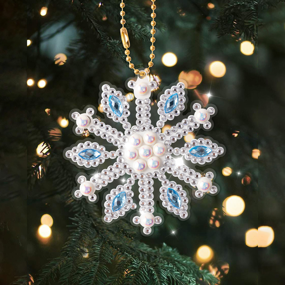 1 Stück Weihnachten-Thema Schneeflocke 5D Diamant-Malerei-Anhänger Ornament Handgefertigtes Dekor-Geschenk Mosaik-Aufkleber Kunsthandwerk