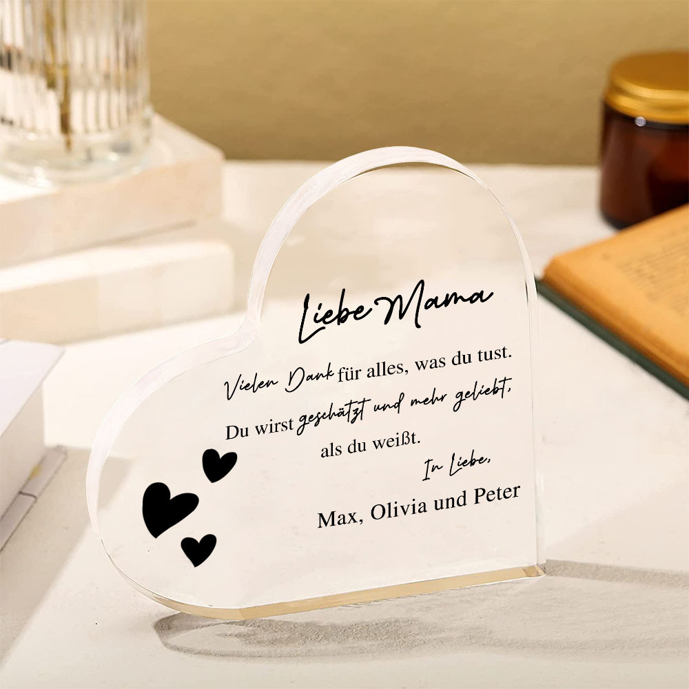 Personalisierter Text & Name -Vielen Dank für alles, was du tust- Acryl-Deko Schreibtischdekoration für Mutter