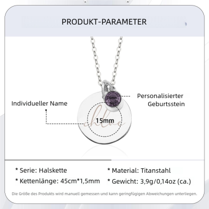 Personalisierte Name Rund Münze Halskette mit Geburtsstein