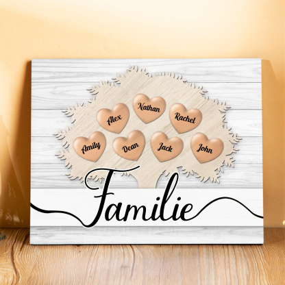 Familie Holzbild - Personalisierter 7 Namen Familienbaum Holzdekoration